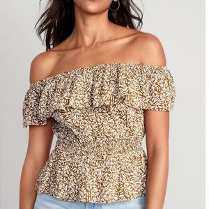 Off-The-Shoulder Waist-Defined Smocked Blouse for Women